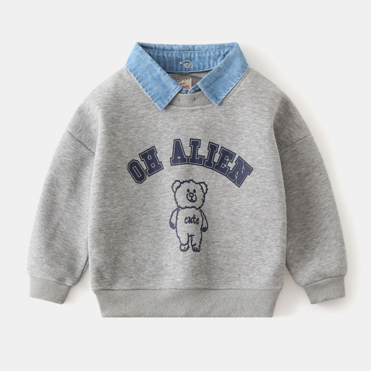 Children's fake two-piece sweatshirt new style children's clothing boys detachable collar fashionable sweatshirt baby top