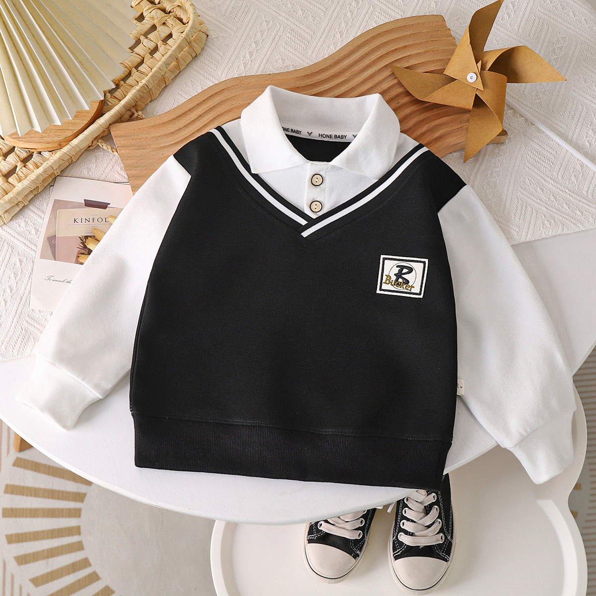 Boys' lapel POLO shirt autumn new style sweatshirt British style versatile fashion