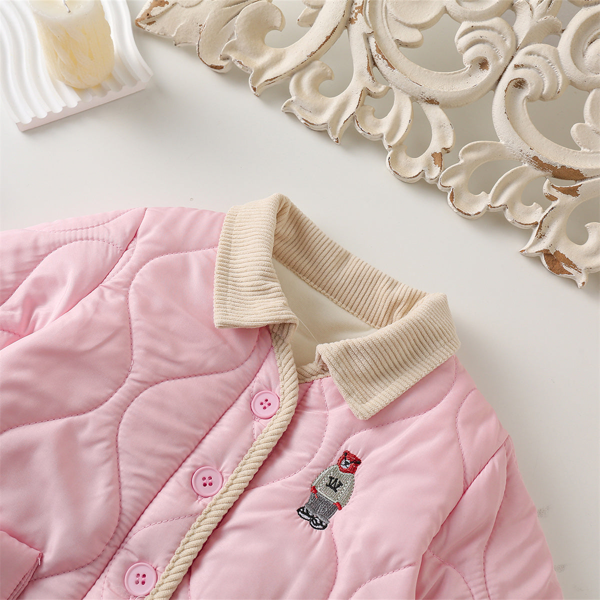 Children&#39;s cotton-padded jacket for girls in autumn and winter, new style, fashionable and casual, plus velvet, baby girl winter clothing, warm cotton-padded jacket