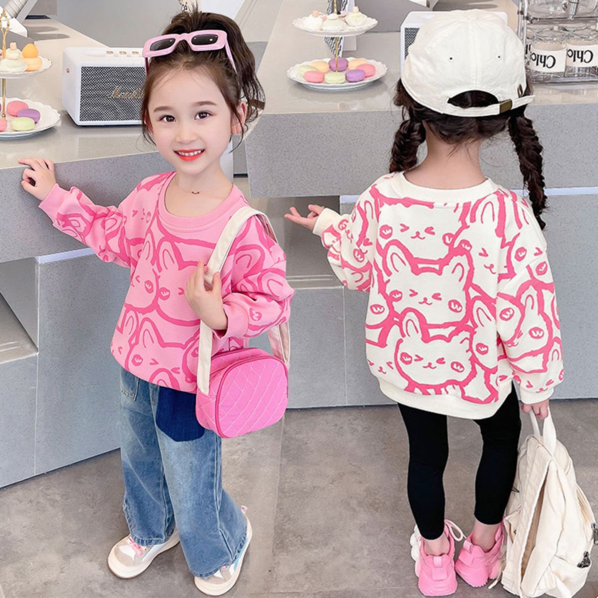 Girls Spring and Autumn Long Sleeve Sweater Bottoming Shirt New Style Cartoon Children's T-shirt Spring and Autumn Tops All-match