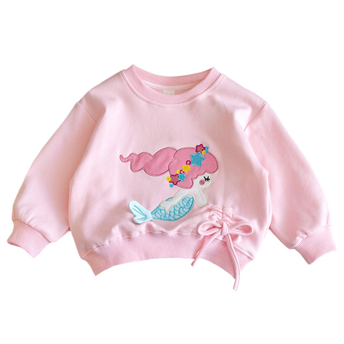 Girls sweet sweater autumn new style little girl spring and autumn mermaid cotton long-sleeved children's casual cartoon top