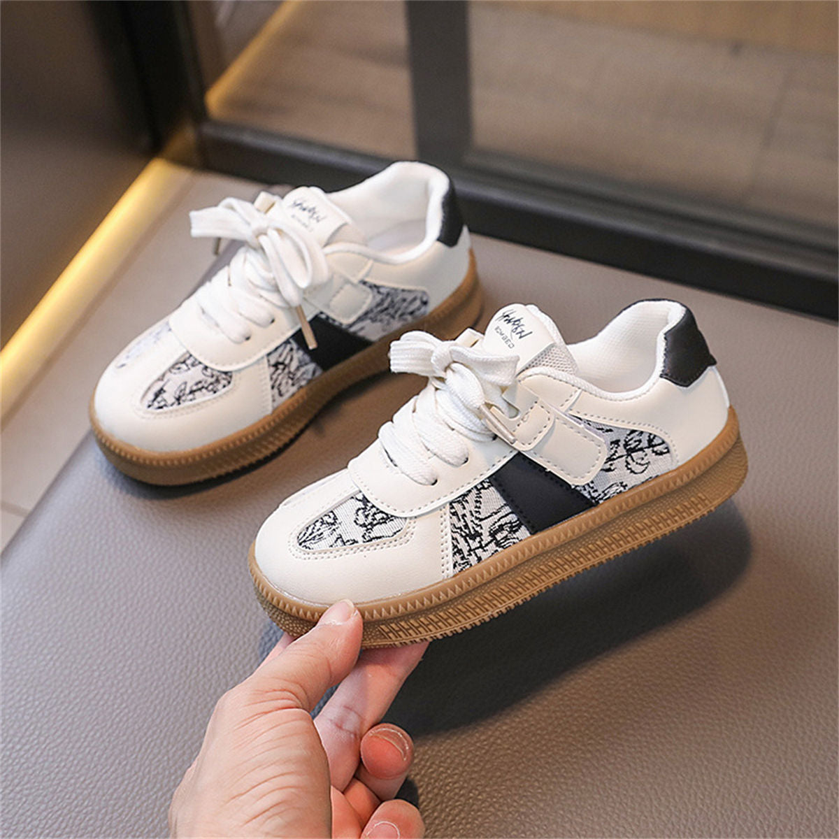 Toddler girls' Dexterity shoes with printed urban style leather low-top sneakers