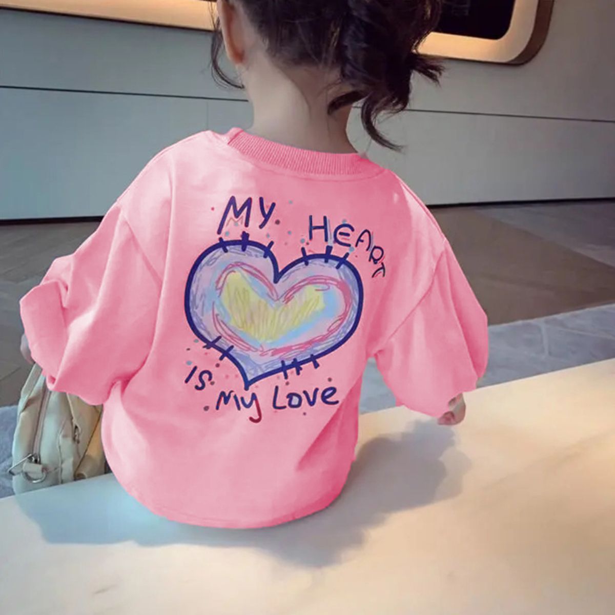 Girls Love Heart Loose Long Sleeve T-Shirt