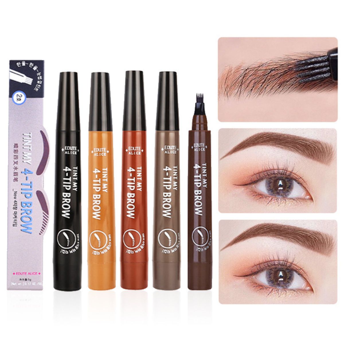 Four-pronged eyebrow pencil waterproof and not easy to fade four-pronged liquid eyebrow pencil straight eyebrow makeup eyebrow pencil