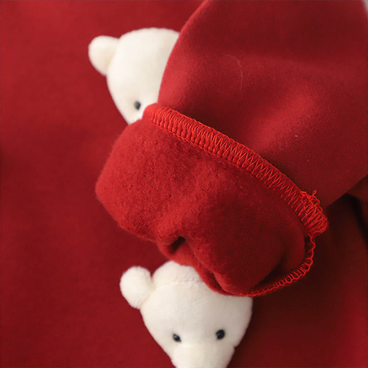 Baby autumn and winter three-dimensional bear plush thick warm jumpsuit