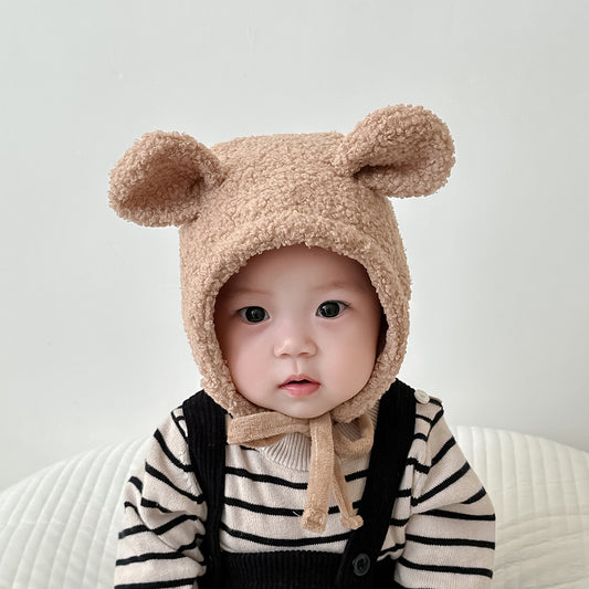 Plush bear earmuffs hat