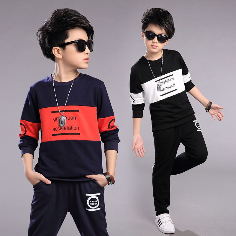 Children's long-sleeved T-shirt boy's clothing two-piece set