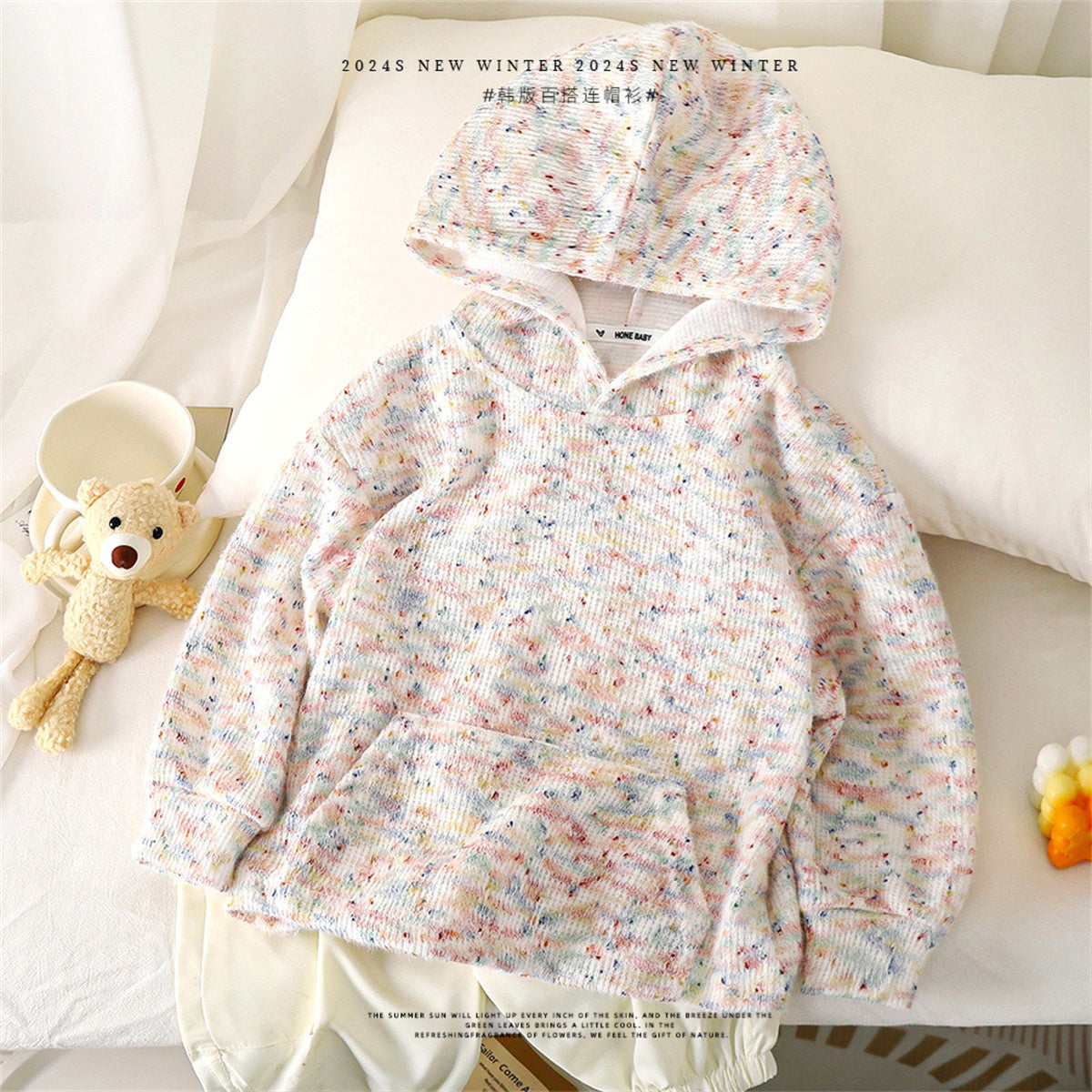 Children's knitted hooded sweater autumn and winter girls cute coat