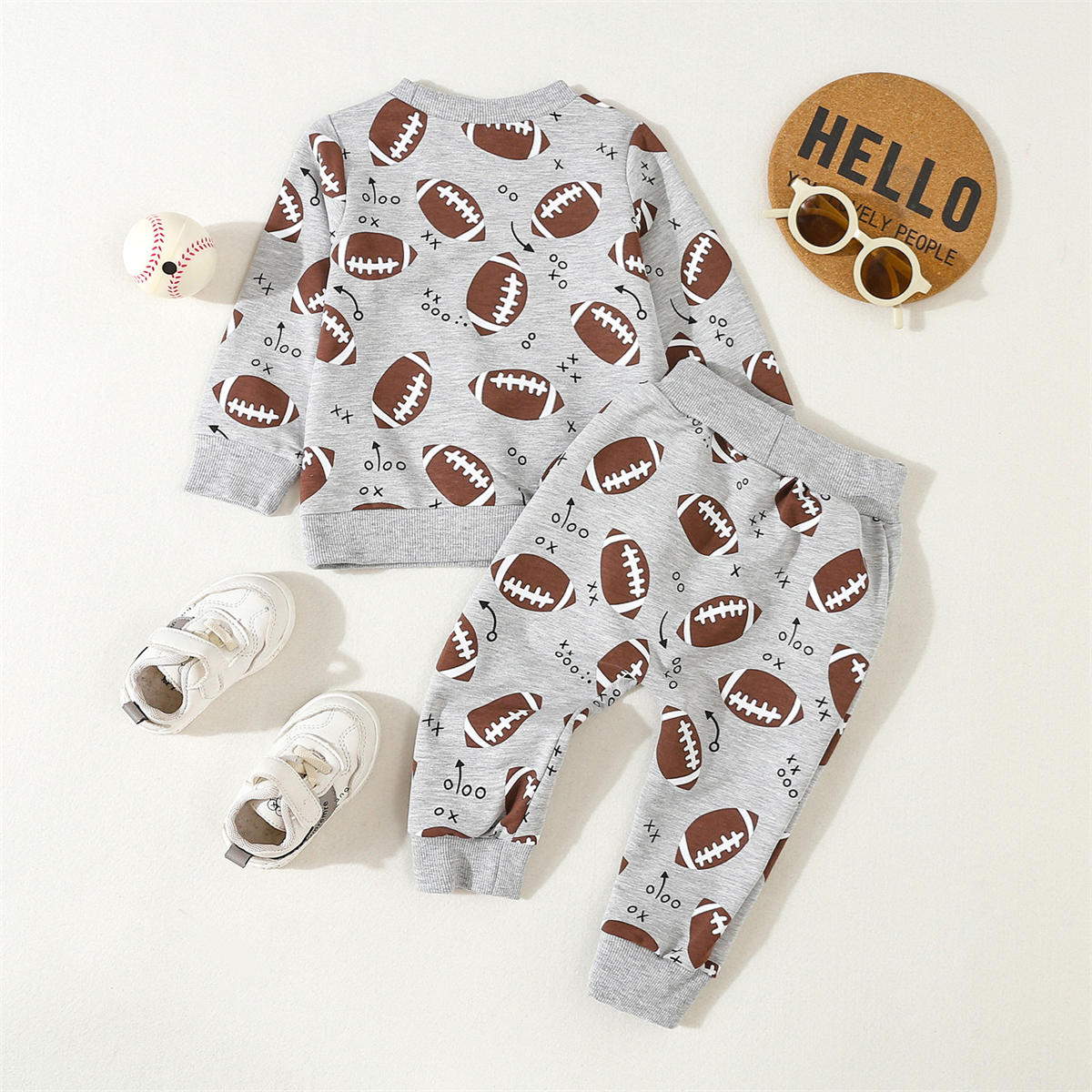 Boys' Rugby Print Long Sleeve Top and Pants Set