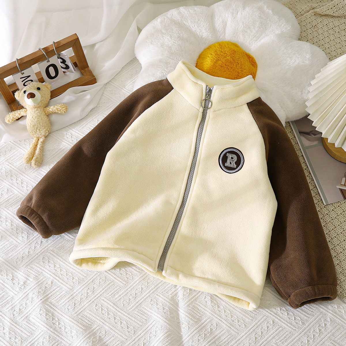 Lambskin Jacket Plush Warm Stand Collar Fashion Zipper Children's Clothing Jacket