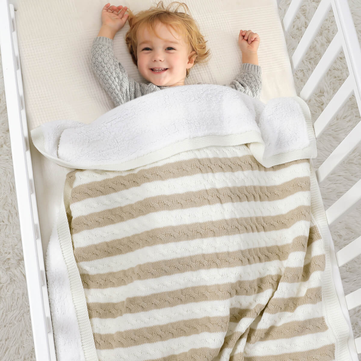 Baby striped velvet throw baby blanket