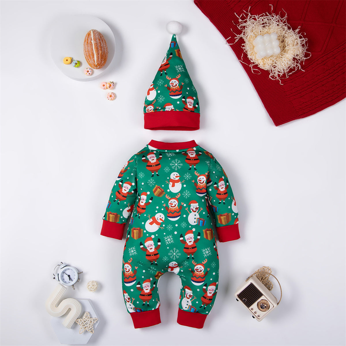 Baby and Toddler Christmas Long Sleeve Onesie and Hat