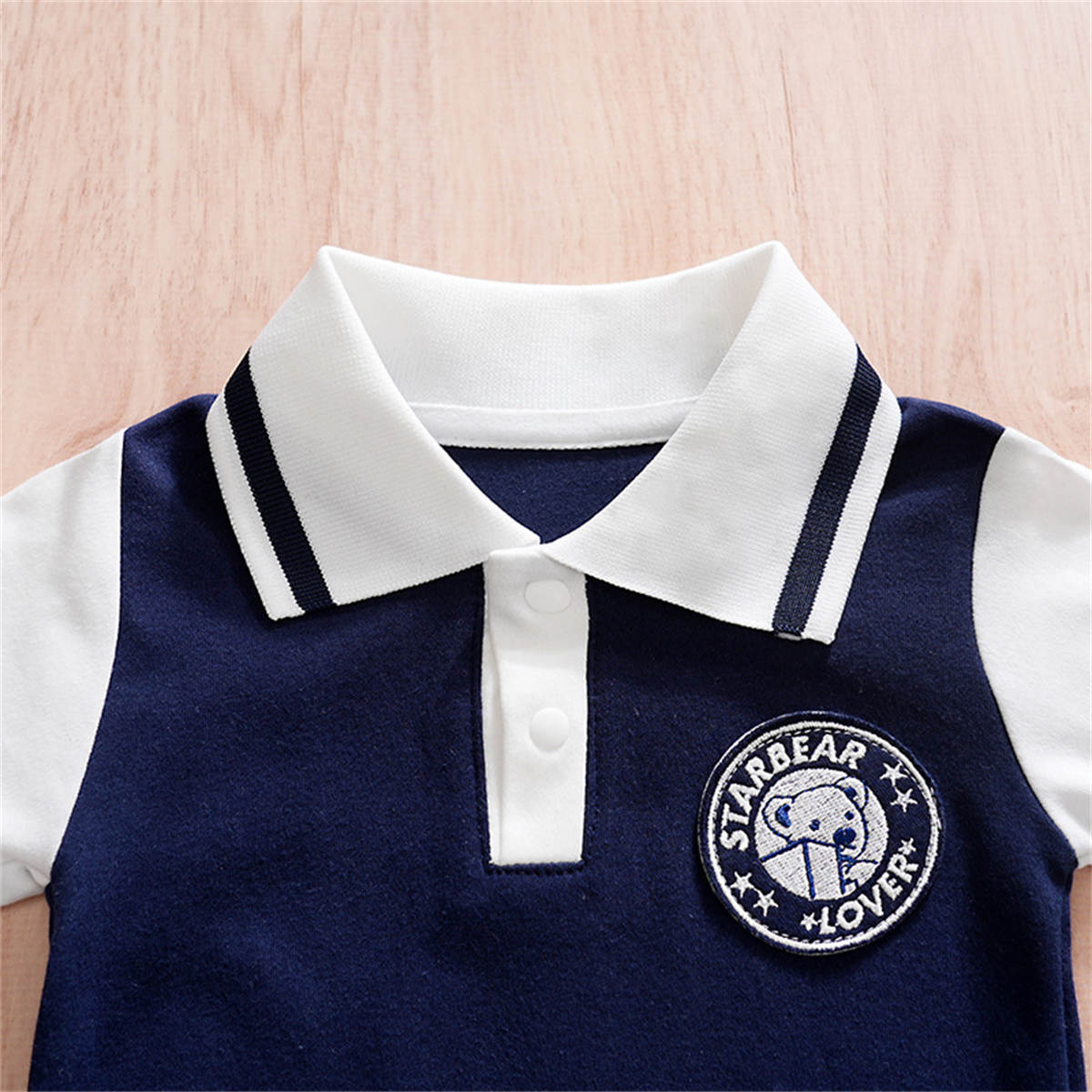 Boys' preppy style polo shirt autumn and winter pure cotton romper