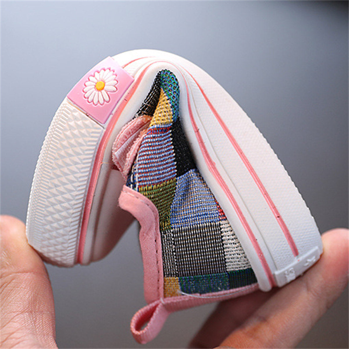 Children's and boys' spring and autumn British style color matching knitted non-slip Velcro low-top canvas shoes