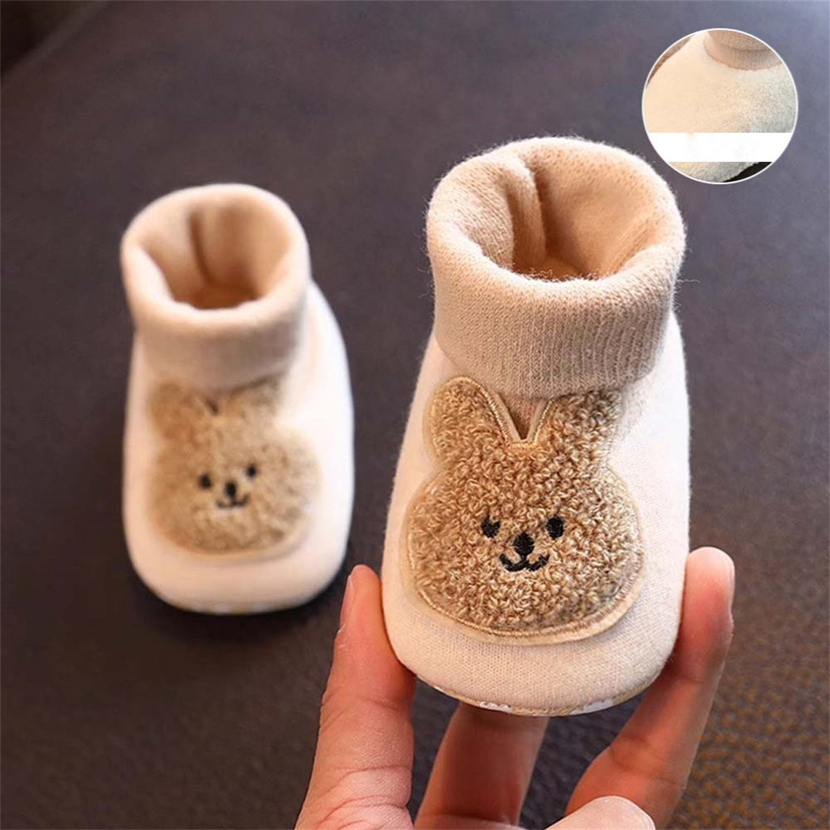 Baby and children's plush bear autumn and winter style plush comfortable soft sole cotton shoes