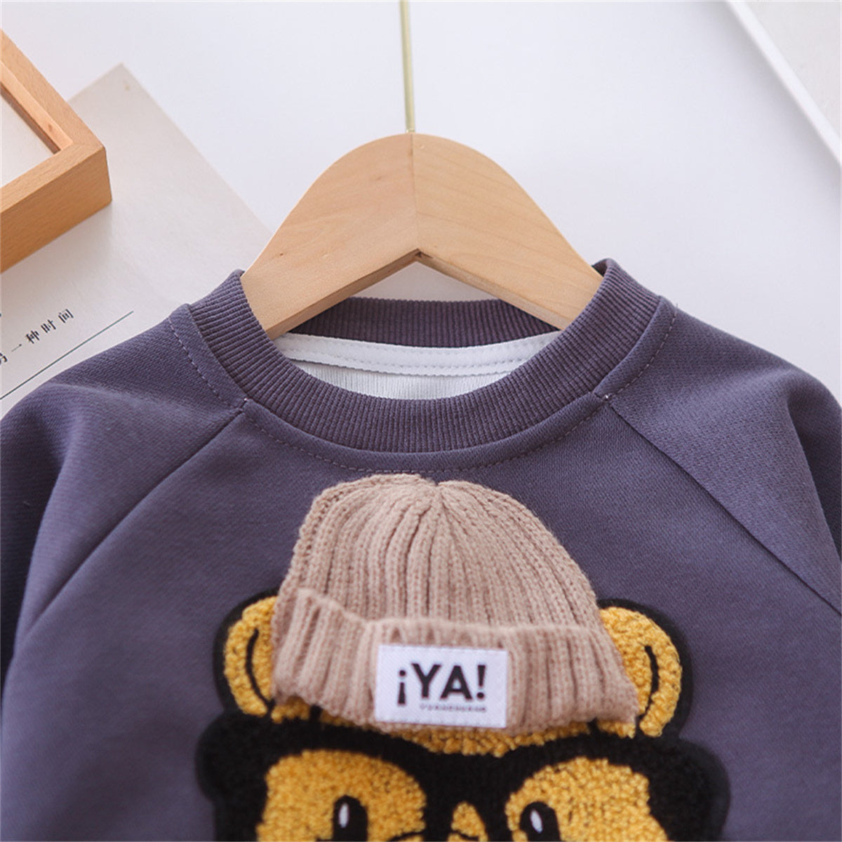 Baby boy spring and autumn cartoon bear casual sweatshirt two-piece suit