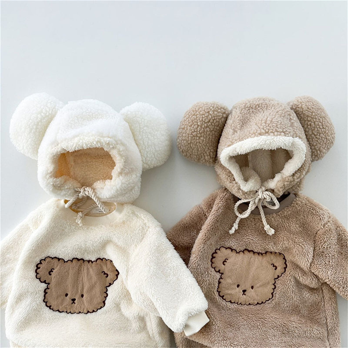 Baby Soft Plush Romper Hat Outdoor Clothes Jumpsuit