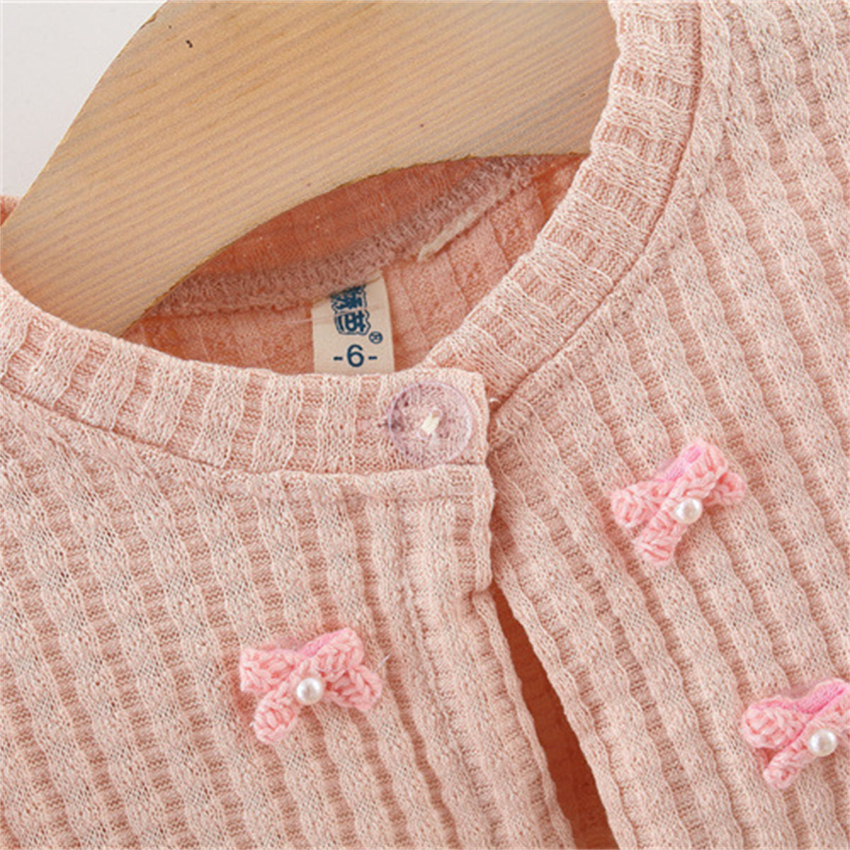 Girls Spring and Autumn Knitted Cardigan + Rose Bud Princess Skirt Two-piece Set