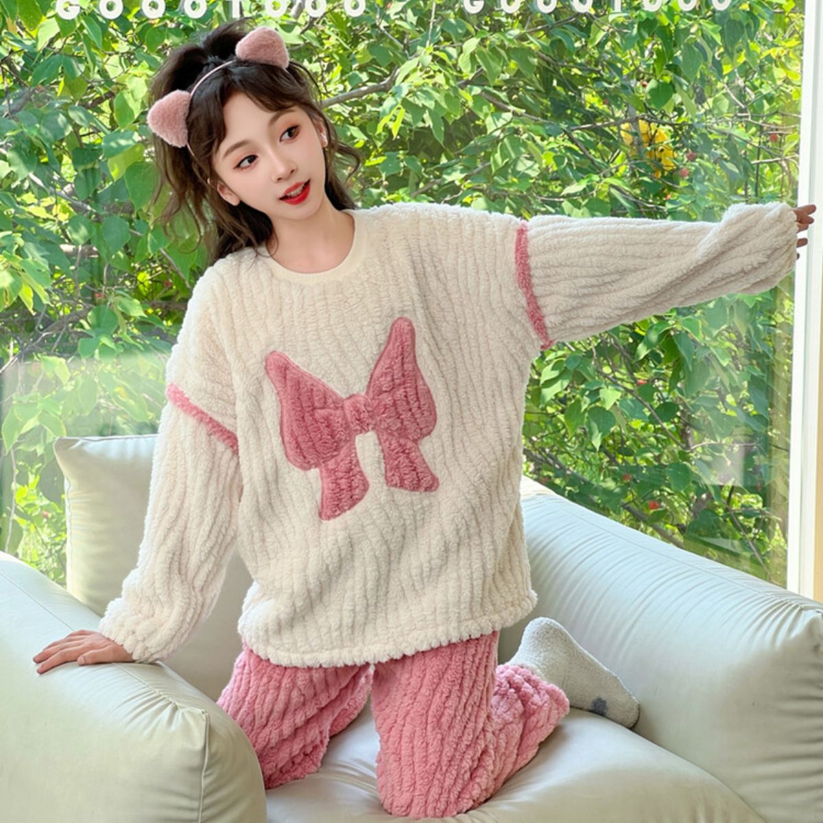 children's autumn and winter coral fleece pajamas set