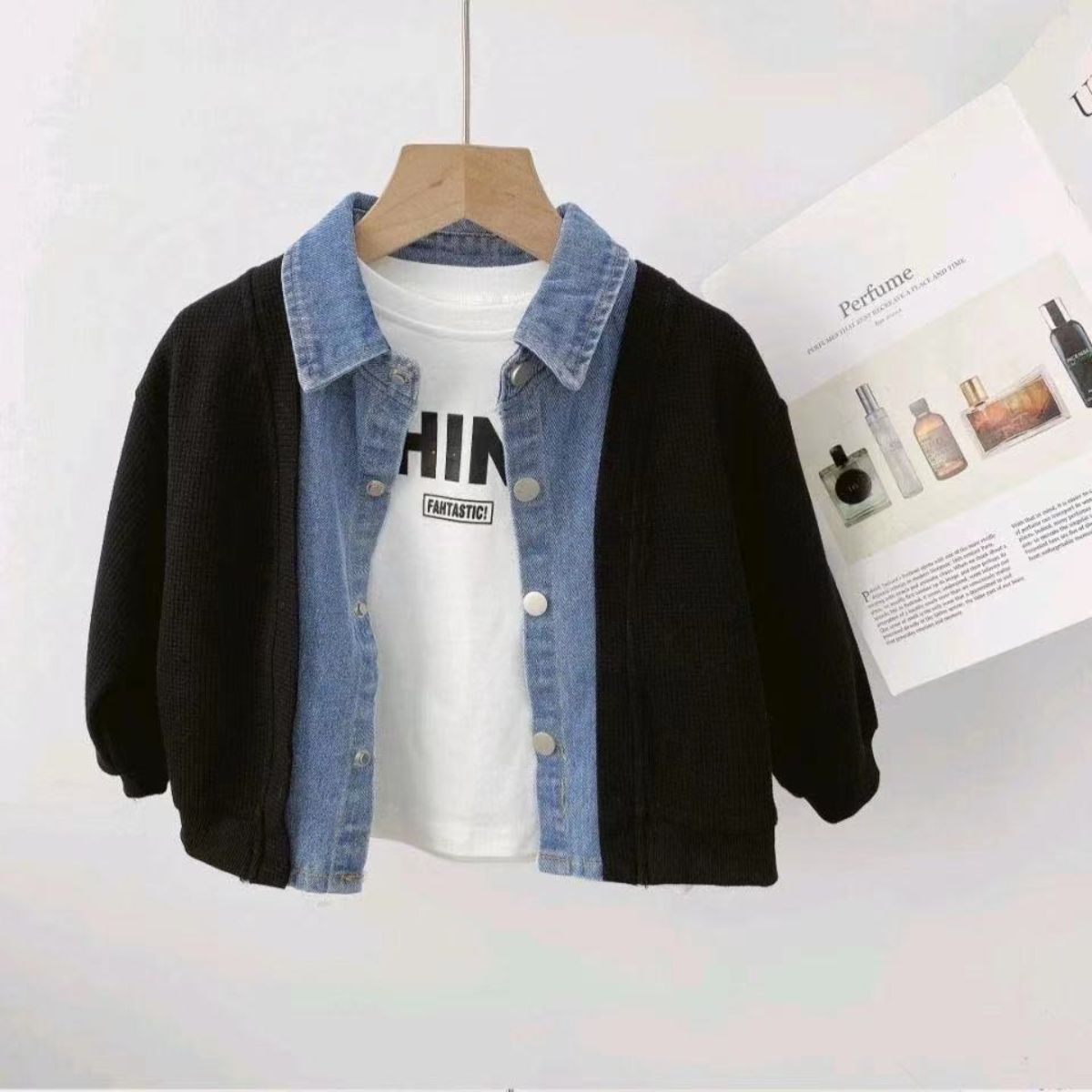 Boys' fashion autumn new denim jackets for small and medium-sized children's loose casual jackets cardigans