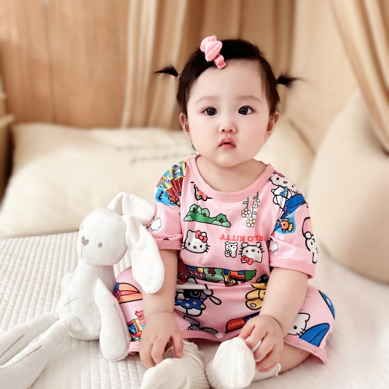 Summer cartoon children baby one-piece pajamas home clothes