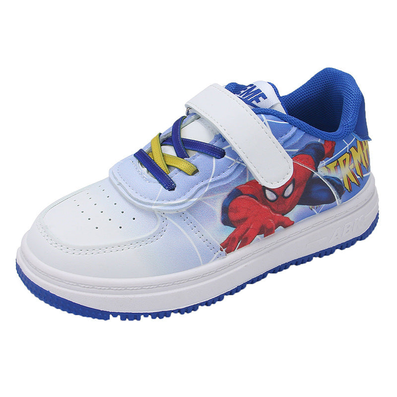 Middle and large boys' spring and autumn Spider-Man cartoon style non-slip breathable low-top sneakers