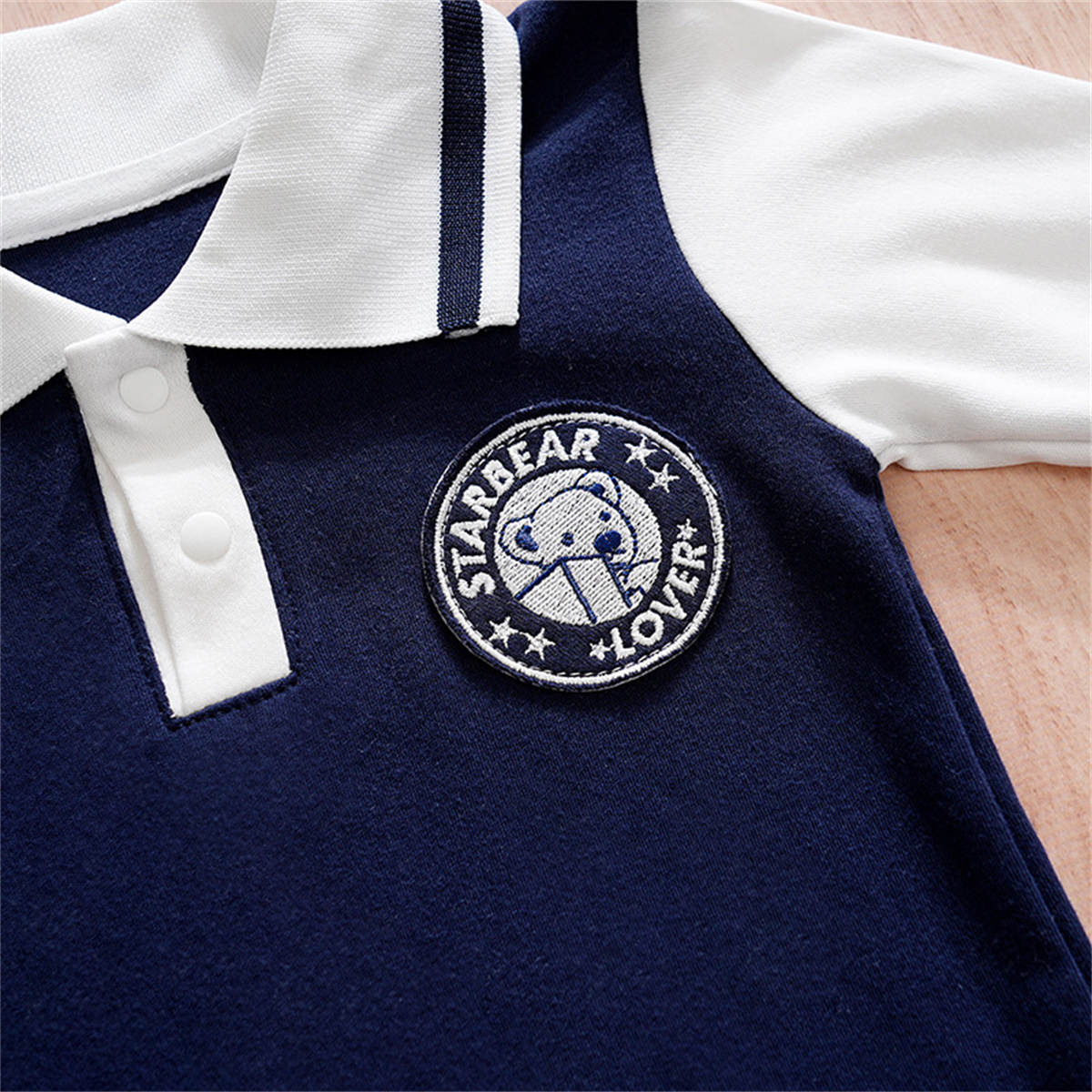 Boys' preppy style polo shirt autumn and winter pure cotton romper