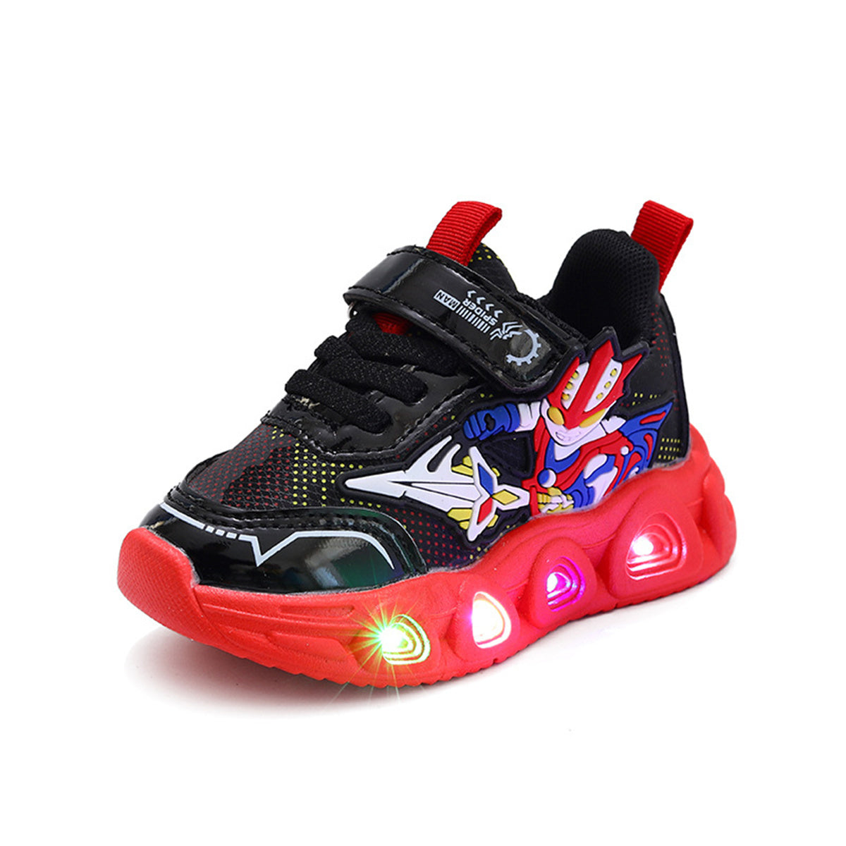 Children's leather Spider-Man LED light-up sneakers