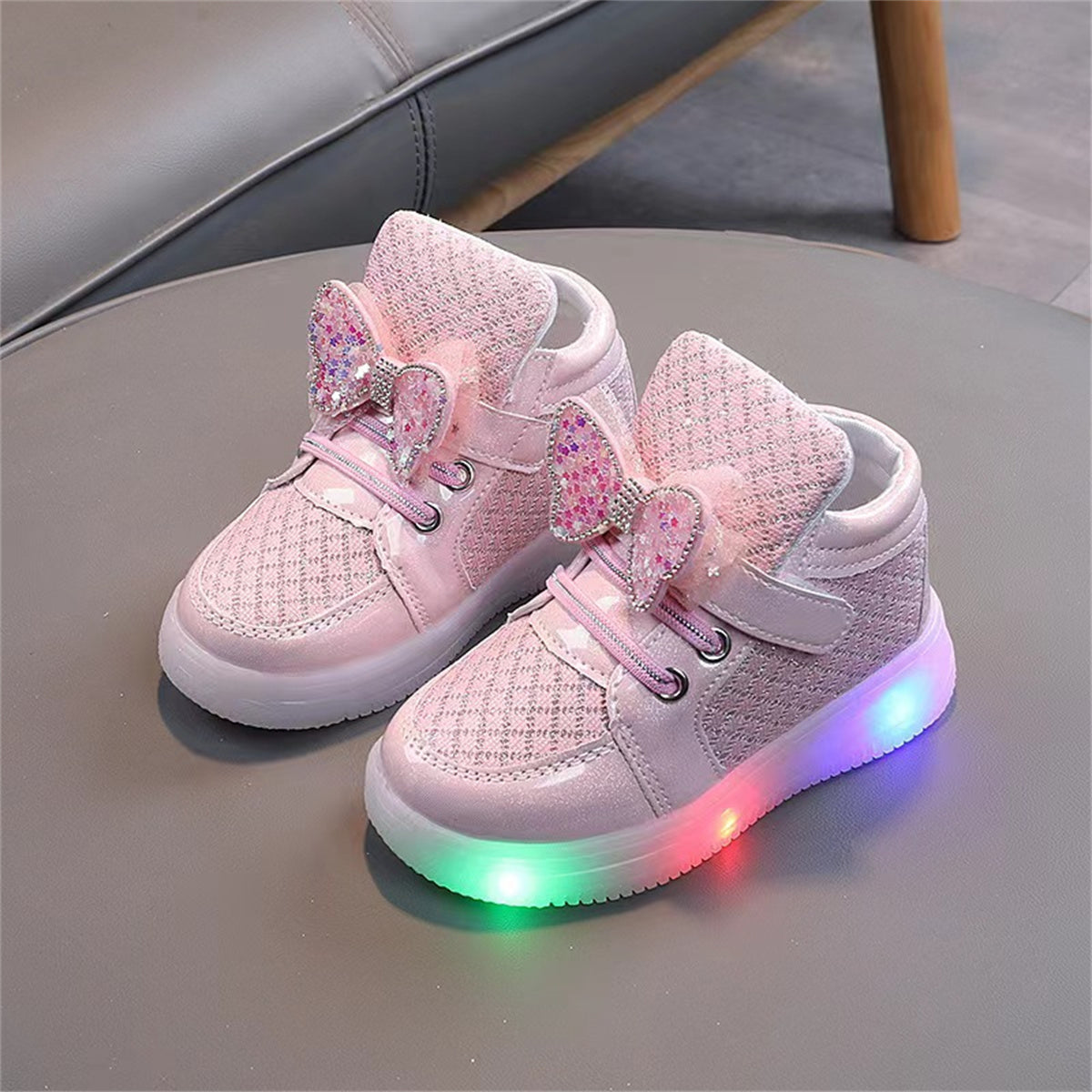 Toddler girls cute sequined bow low-top sneakers