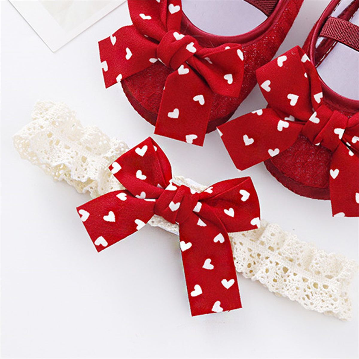 Children's 2-piece set of polka dot bow casual shoes