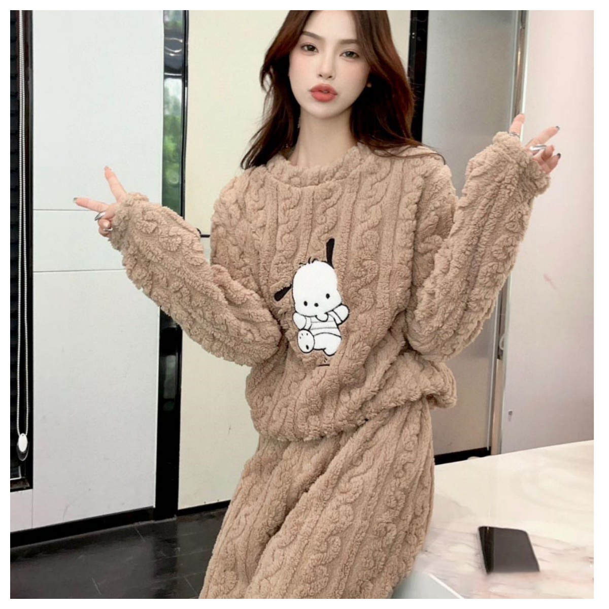 Autumn and winter long-sleeved Hapa dog fleece suit thickened homewear