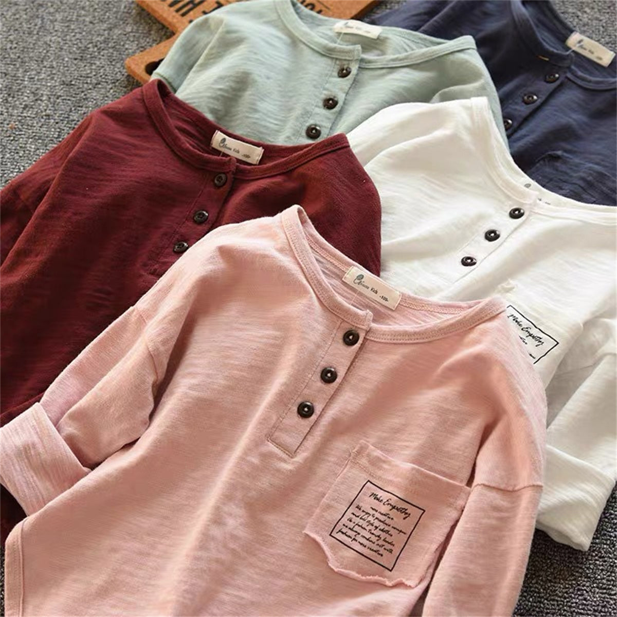 Pure cotton long-sleeved T-shirt children's base shirt middle and large children's autumn clothing tops