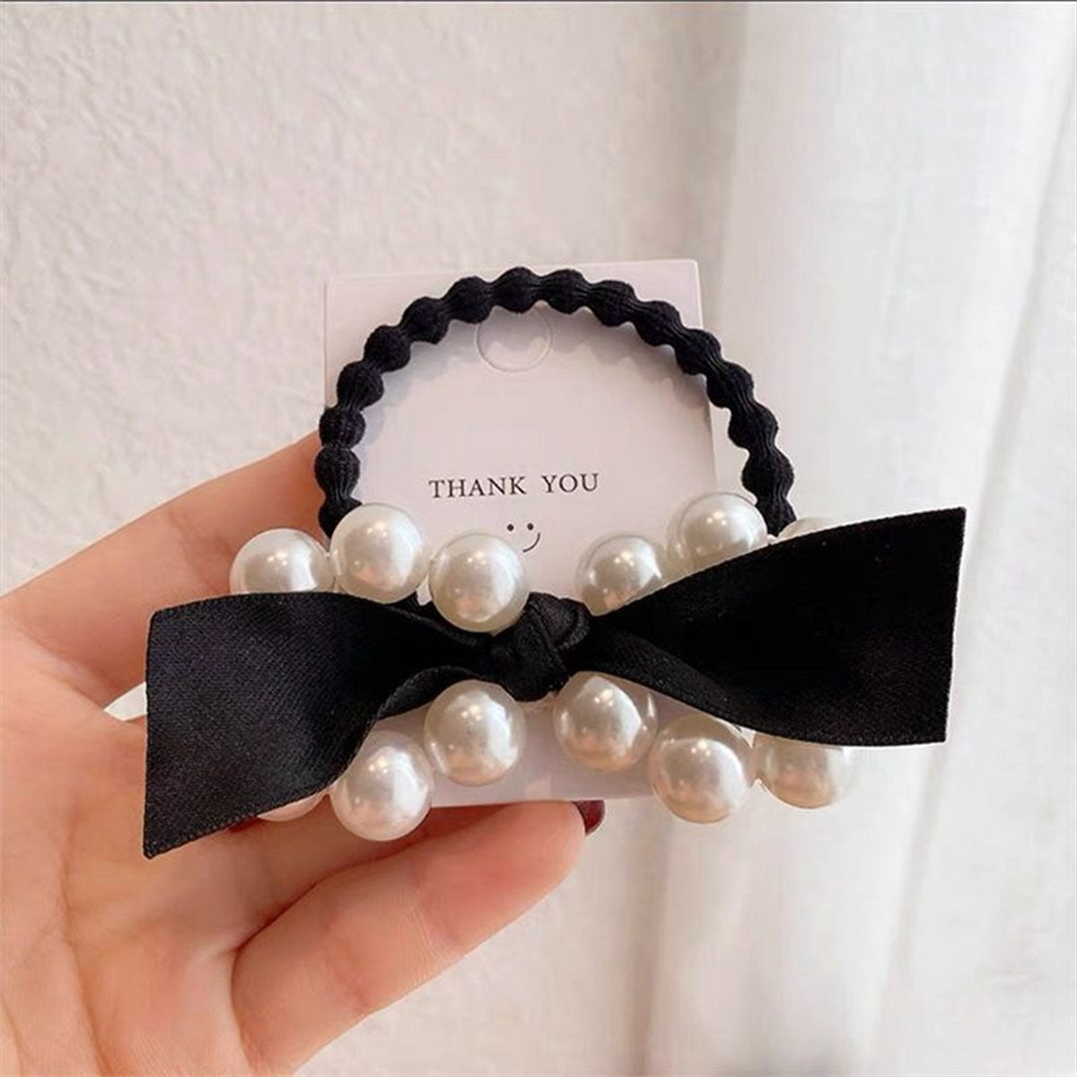 Adult pearl bow ribbon style simple and elegant hair rope