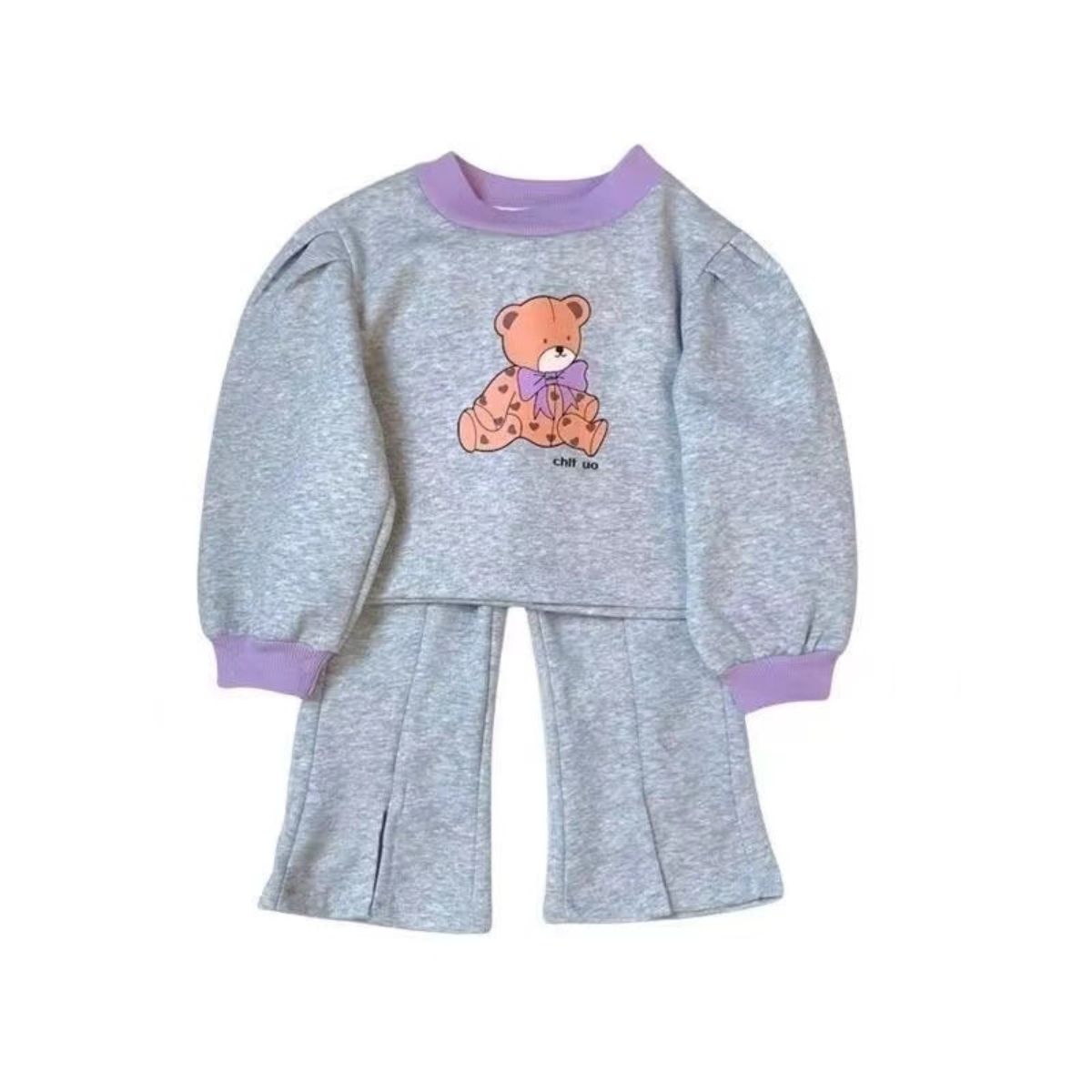 Girls cartoon bear sweatshirt suit