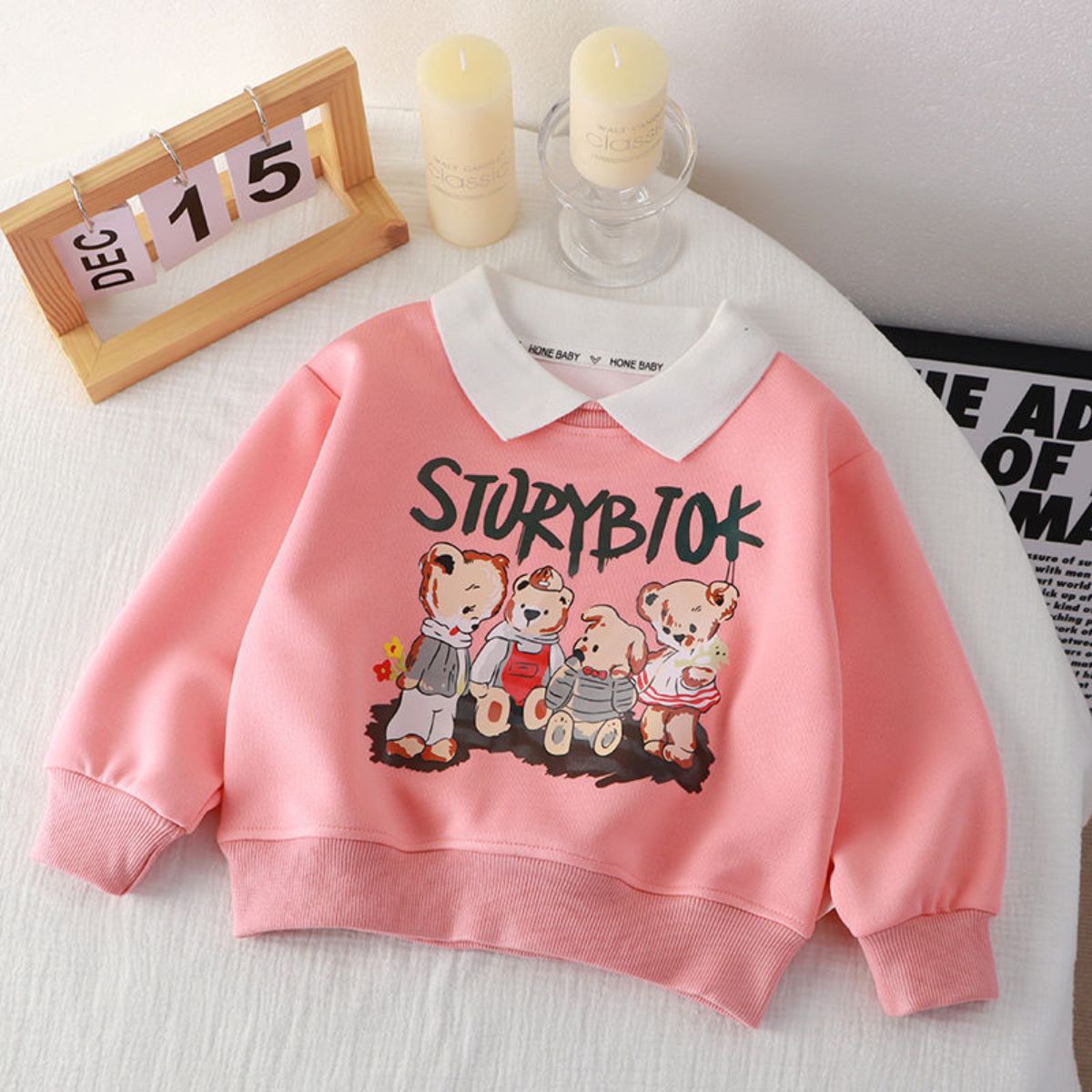 New Polo Neck Children's Sweatshirt Boys Girls Loose Tops Girls Casual Bottoming Shirt Children's Clothing