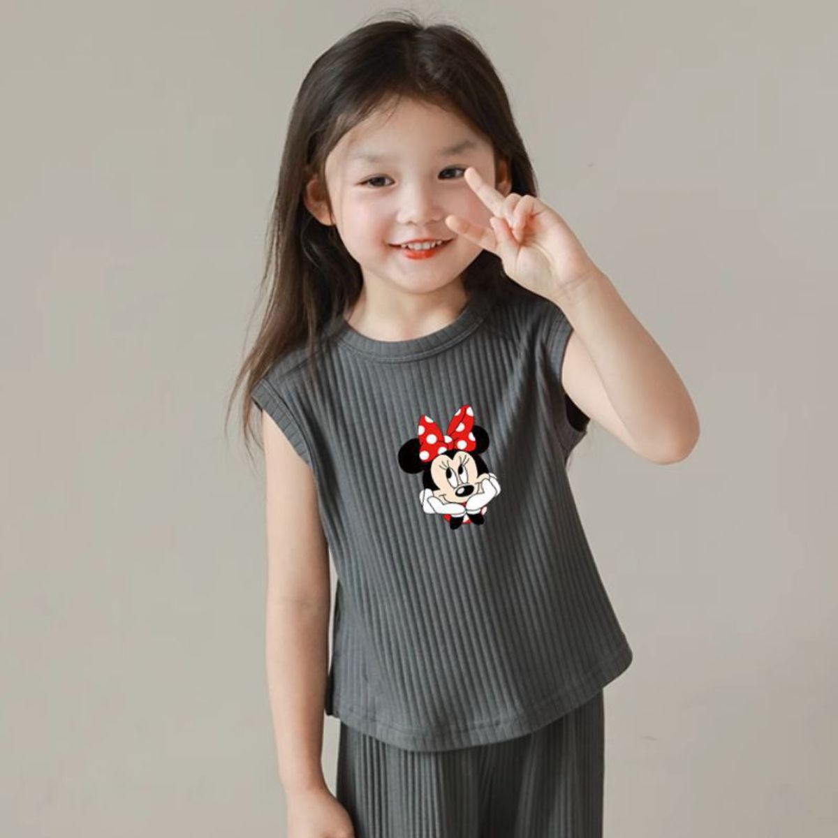 Girls summer new thin ice silk sleeveless vest top baby girl mosquito repellent trousers suit two-piece suit