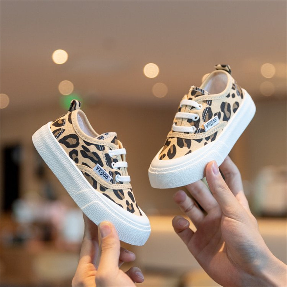 Toddler girl's leopard print temperament casual style soft bottom non-slip low top canvas shoes