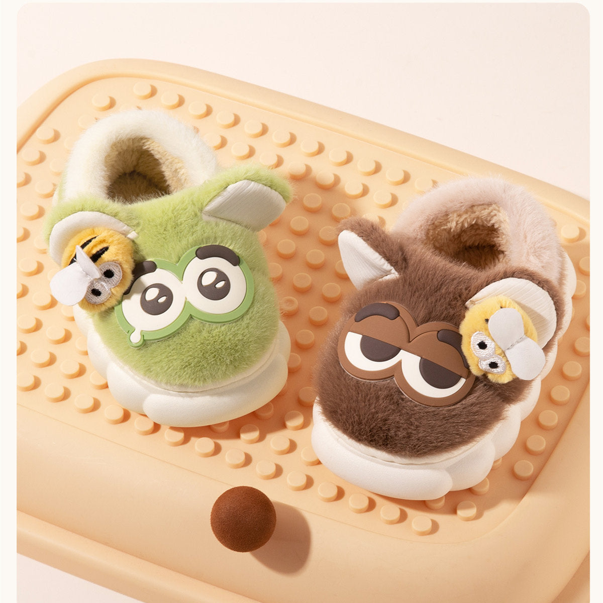 Children's autumn and winter cute cartoon big-eyed dolls indoor warm cotton slippers