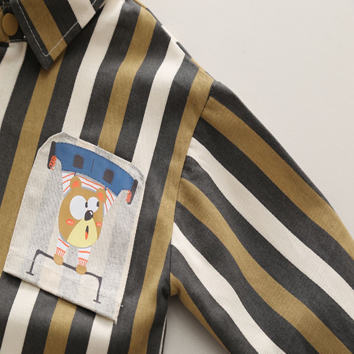 Children's autumn new cartoon animal shirt three-piece baby clothes autumn striped suit trendy