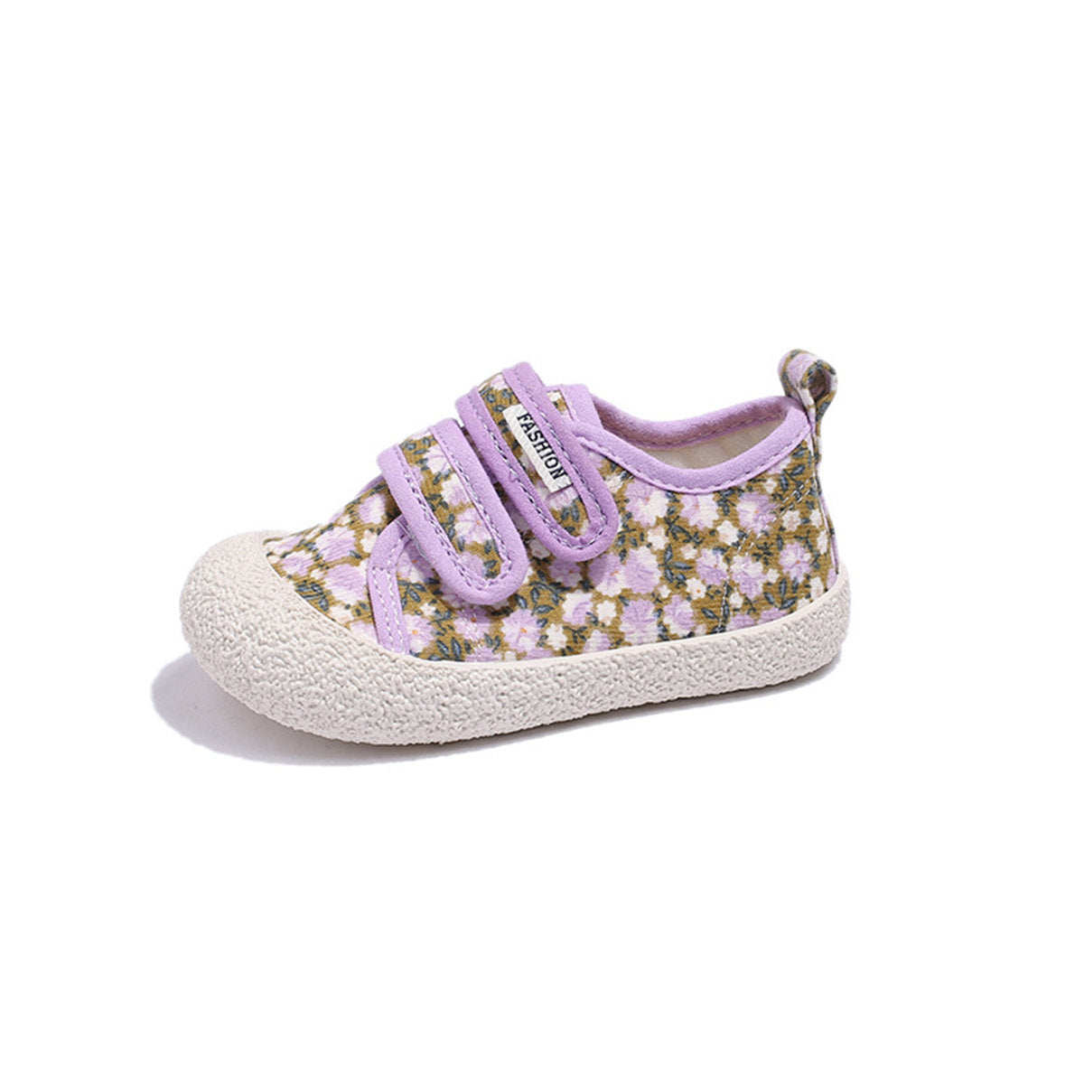 Children's and girls' cute casual style floral Velcro soft sole non-stuffy low-top canvas shoes