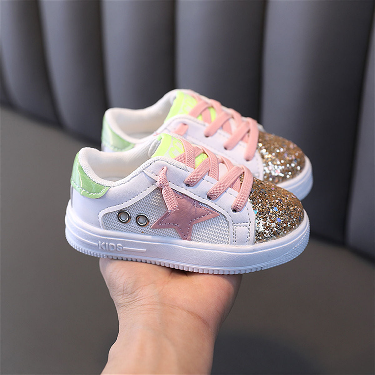 Toddler Girls Autumn Fashion Urban Style Sequined Stars Low-top Sneakers