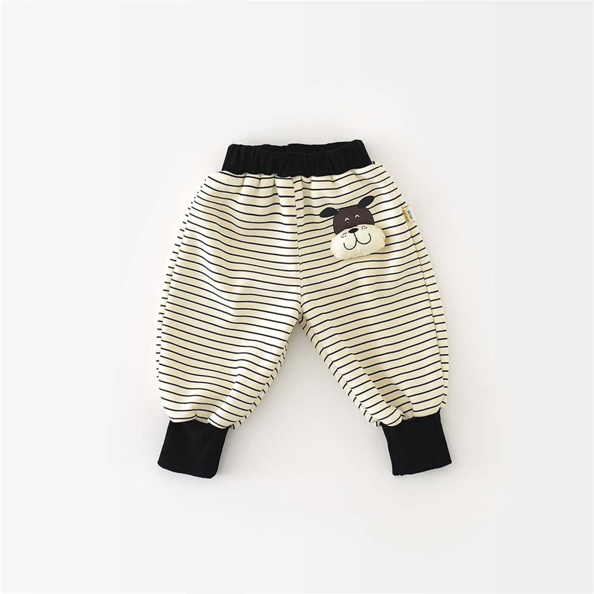 Children&#39;s winter velvet striped sweatshirt one-piece velvet cartoon sweatpants