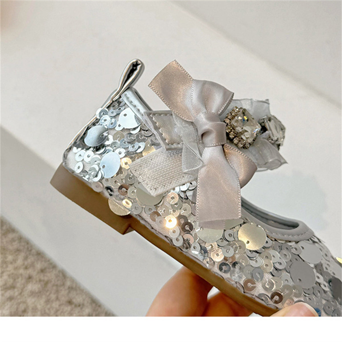 children's princess shoes sequin leather shoes