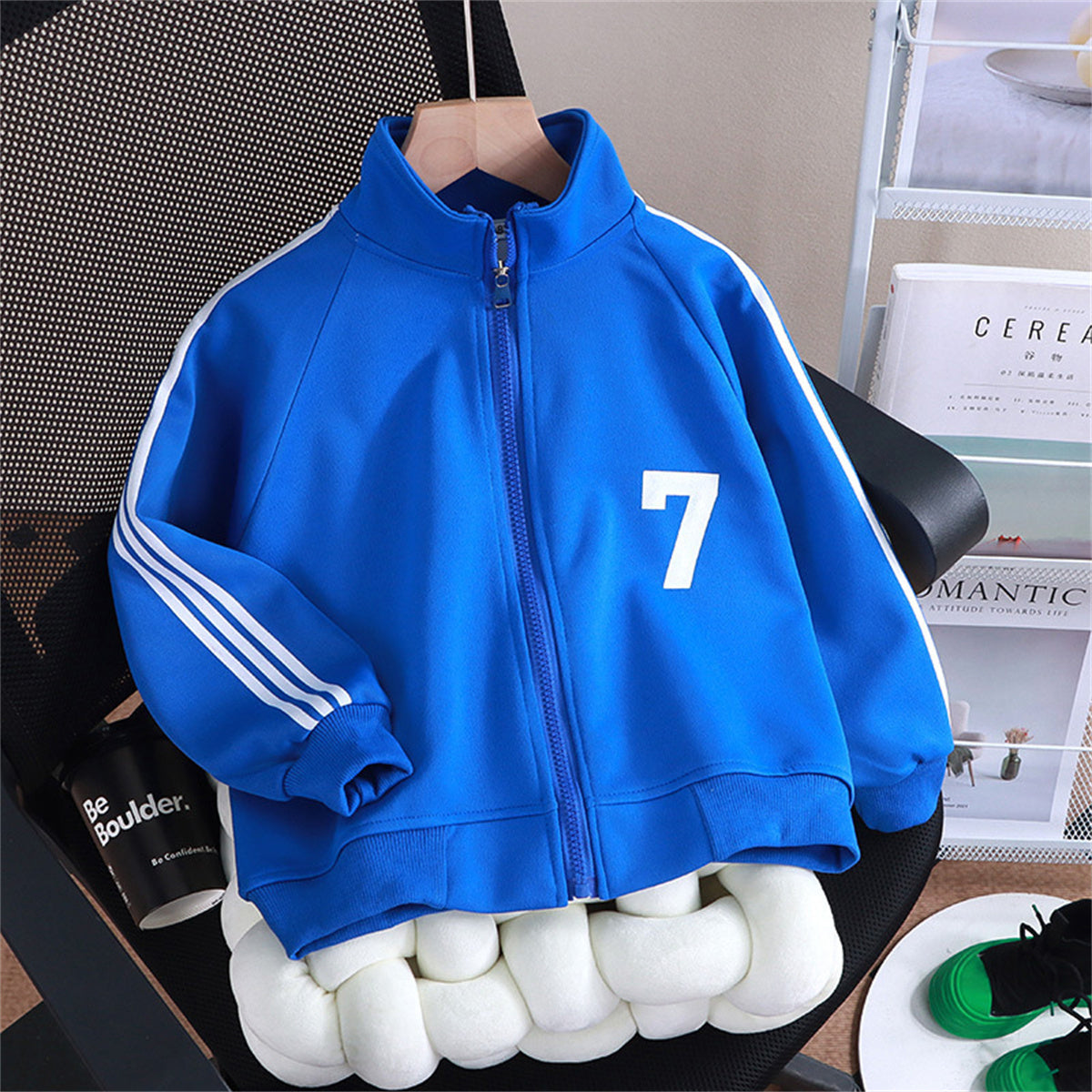 Jacket casual sportswear men's solid color raglan jacket for middle and large kids