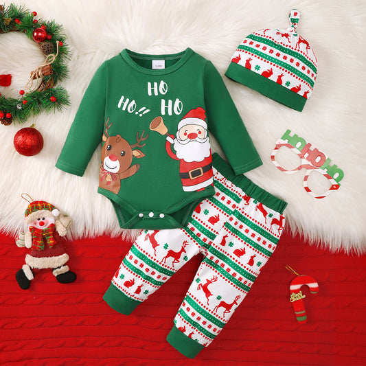 Santa Claus Print Romper Set