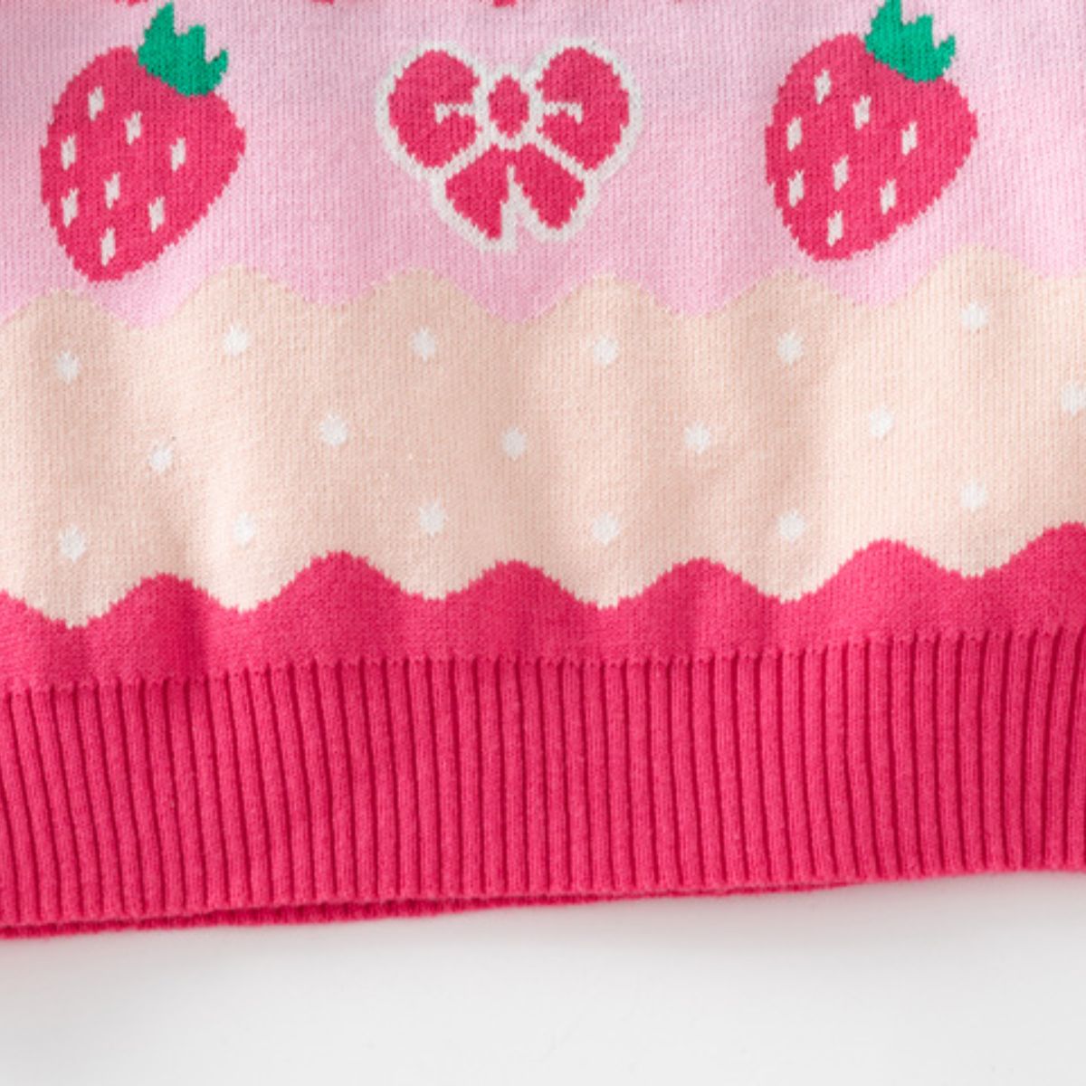 Girls' strawberry bear bottoming sweater