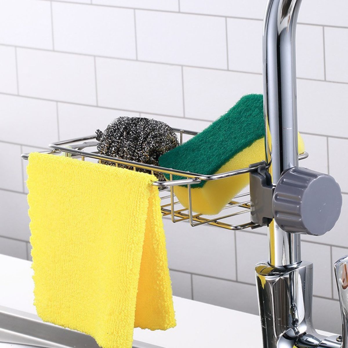 Home kitchen faucet rack sink sponge drain basket bathroom supplies toilet storage rack punch-free