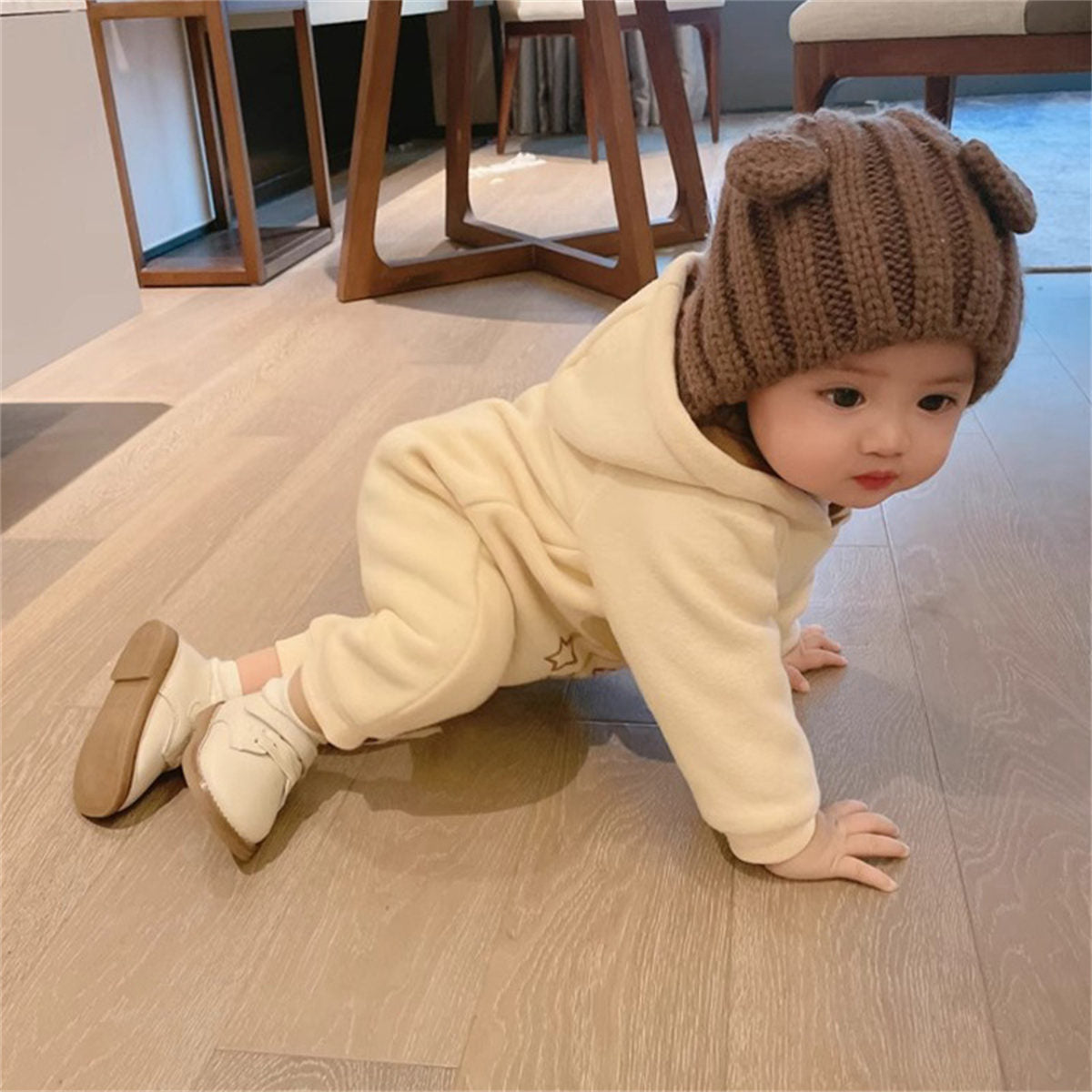 Baby autumn and winter warm fleece cloud jumpsuit