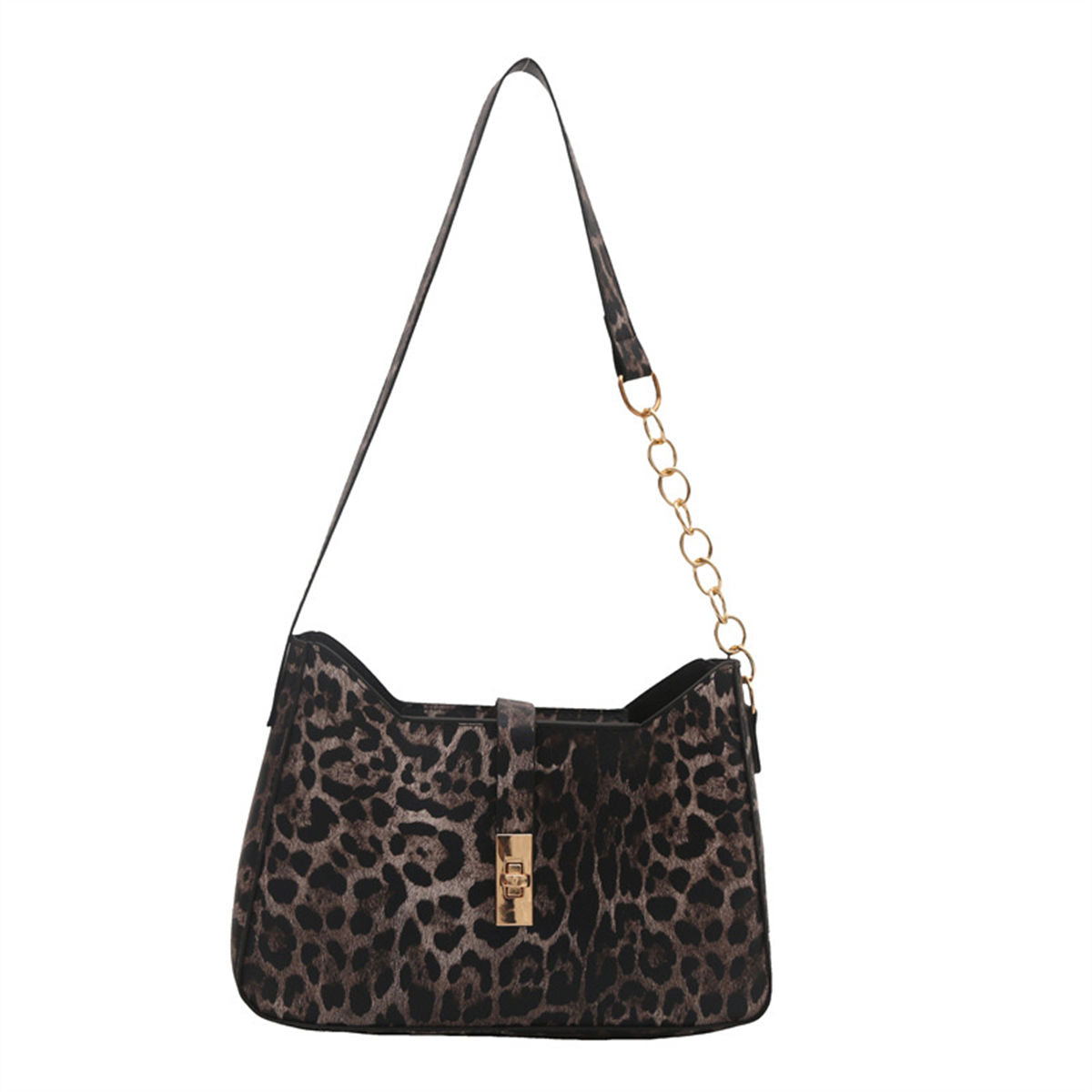 Women&#39;s high-end trendy all-match leopard print shoulder bag