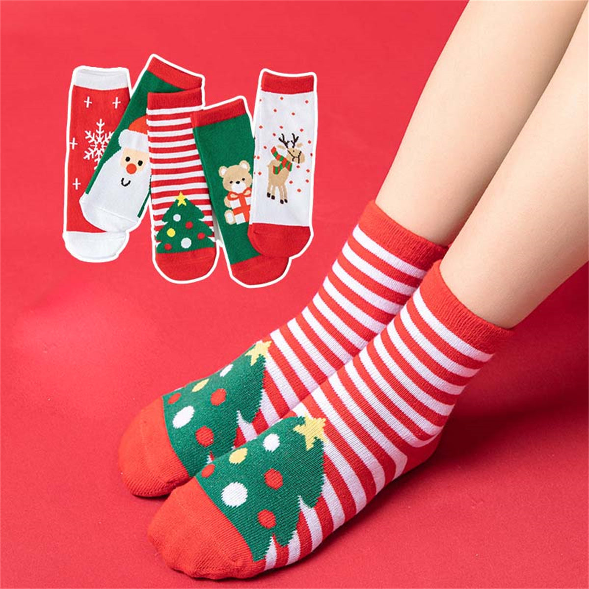 Children's boys and girls Christmas cute funny cotton breathable socks set